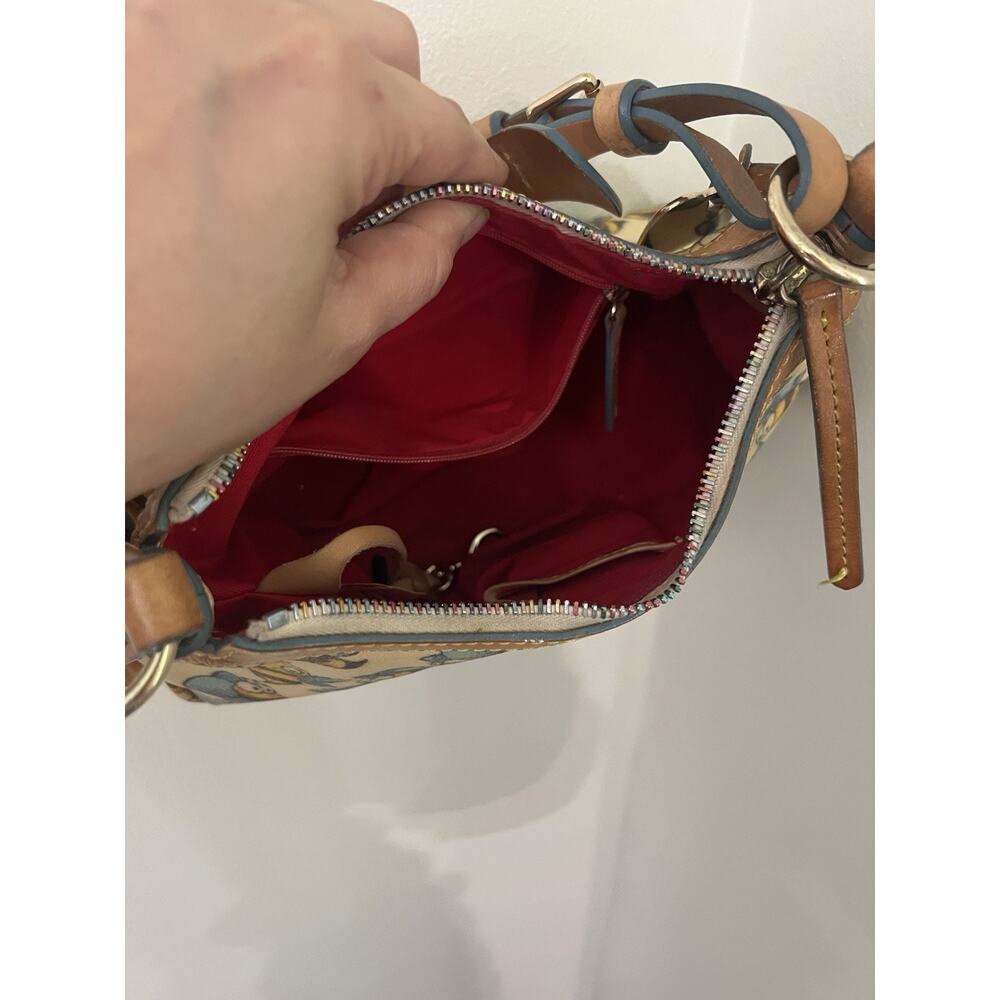RARE VTG Y2K Dooney & Bourke Bumble Bee Print Shoulder Bag Leather canvas - Picture 11 of 13